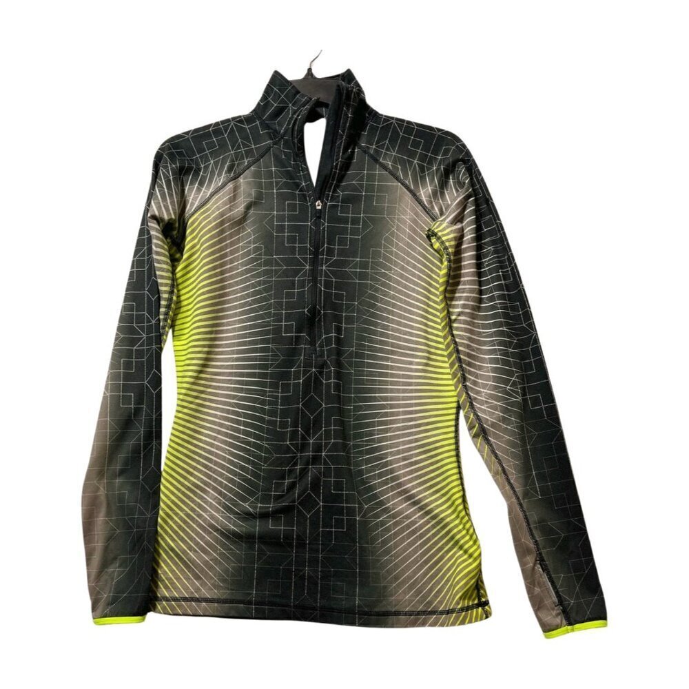 Nike Pro Hyperwarm Dri-FIT Half Zip Pullover Black Gray Neon Size M